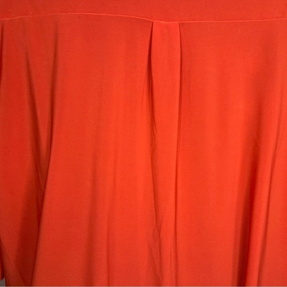 XL CORAL ORANGE STRETCH BLOUSE TOP GOLD ACCENT HALF SLEEVE STRETCH VNECK - Picture 10 of 13